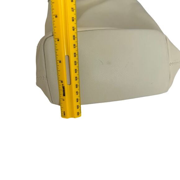 Vintage Nine West Creamy Off-White Grommet Handle Tote Purse | Soft Faux Leather - Picture 8 of 16